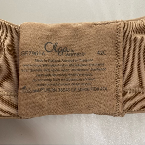 Olga Plus Size Cloud 9 Underwire Contour Bra with Lace Toasted Almond size 42C - Picture 4 of 6